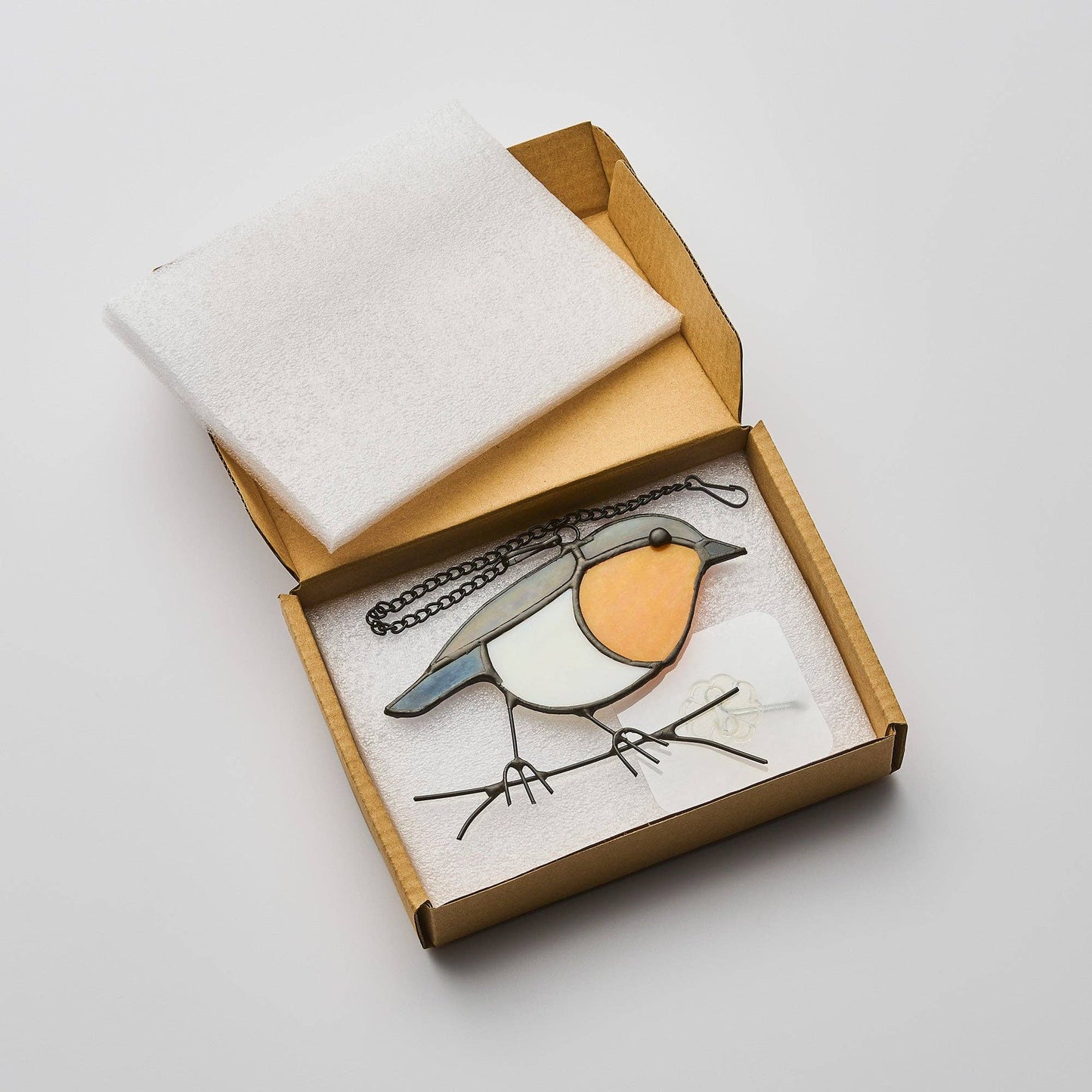 Hanging Stained Glass Bird - Robin