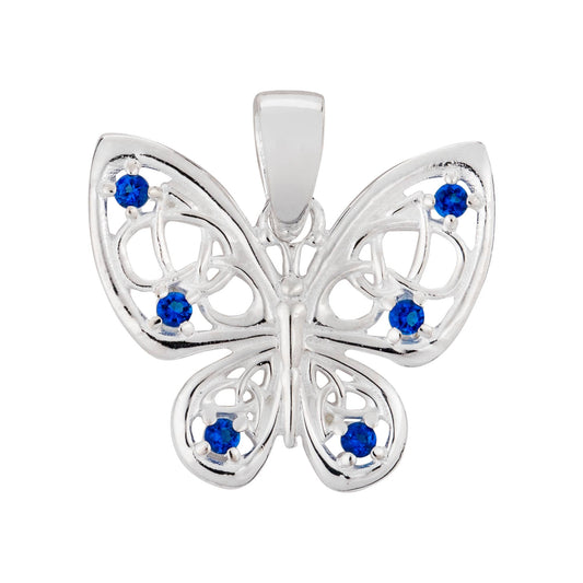 Beautiful 925 Silver Sapphire Butterfly Necklace