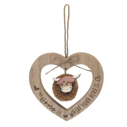 LP76729 - Home - Hanging Highland Cow Wooden Plaque