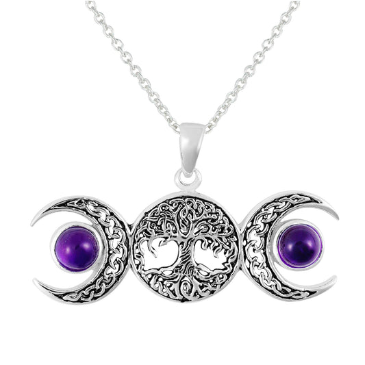 925 Silver Amethyst Goddess Tree of Life Pendant