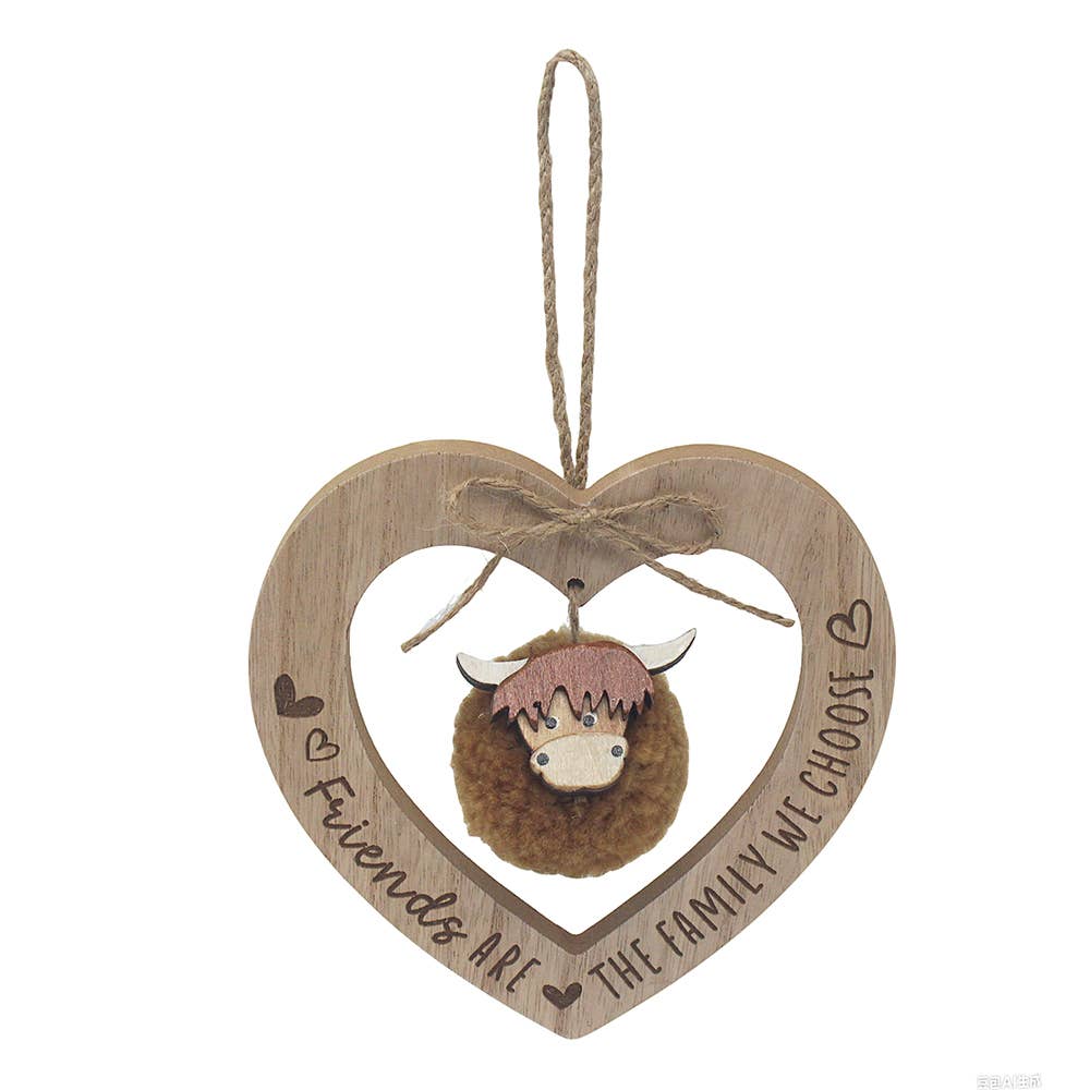 LP76727 - Hanging Highland Cow Wooden Plaque